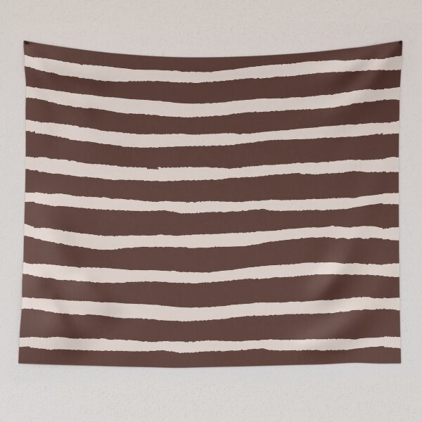 Item preview, minimalist brown and cream dark academia organic stripes designed and sold by neopop.