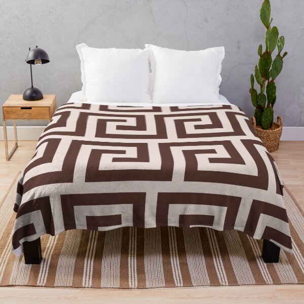 Item preview, dark academia minimalist greek pattern in brown and cream designed and sold by neopop.