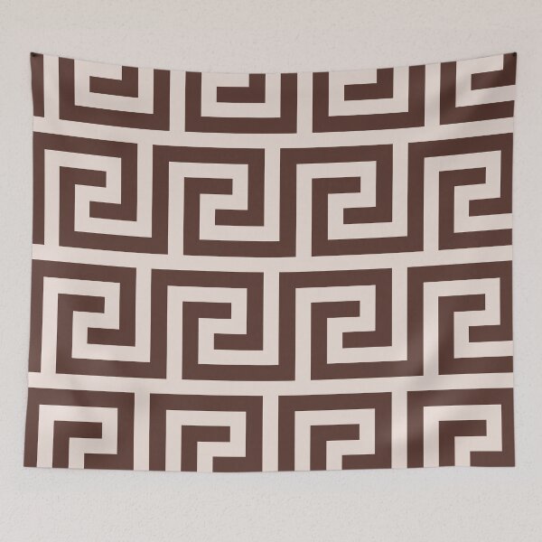 Item preview, dark academia minimalist greek pattern in brown and cream  designed and sold by neopop.