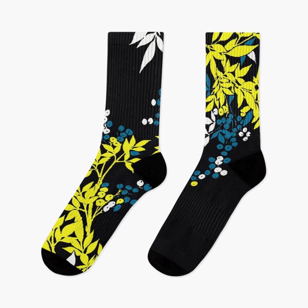 Item preview, LEAF TOILE YELLOW BLACK AND BLUE PATTERN designed and sold by Overthetopsm.