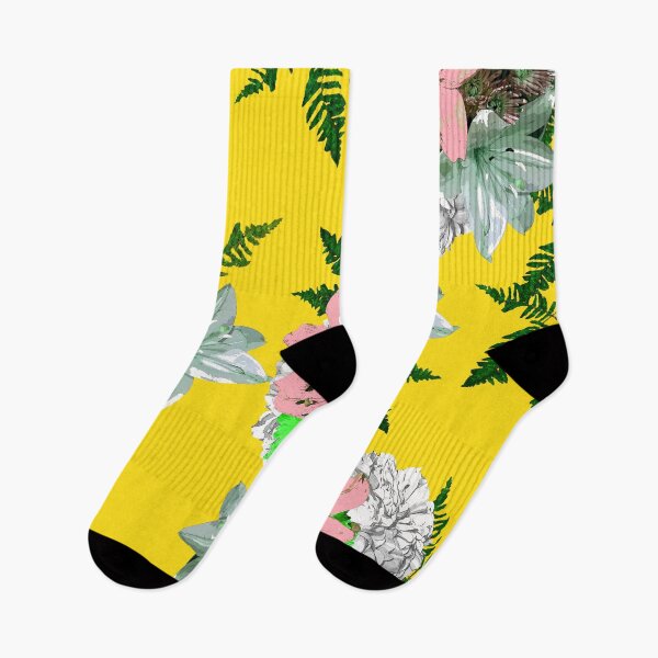 Item preview, PINK LILY WHITE ROSES ON SUNNY YELLOW designed and sold by Overthetopsm.