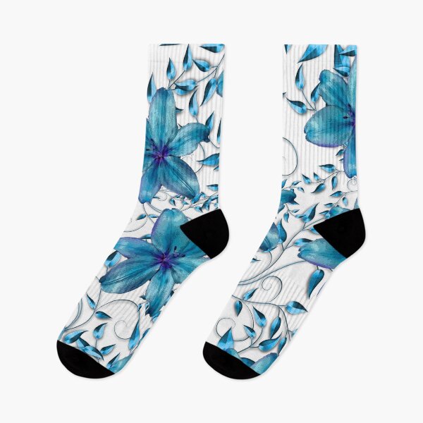 Item preview, LILY AND VINES BLUE BOUNTIFUL FLOWER PATTERN designed and sold by Overthetopsm.