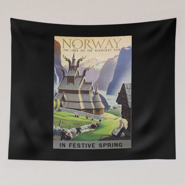 Item preview, Norway Midnight Sun retro poster designed and sold by CorasPosters.