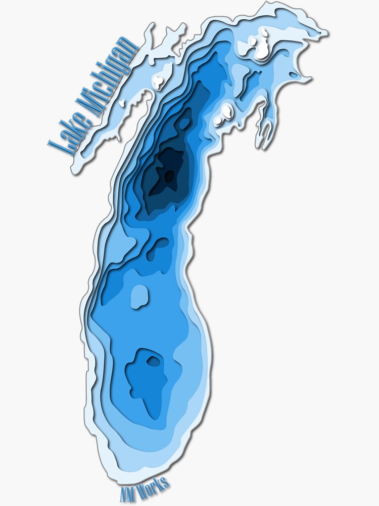 "Lake Michigan Depth Map" Sticker for Sale by Nmworks Redbubble