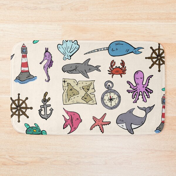 Item preview, Nautical Animals & Elements Pattern Set | Octopus, Turtle, Shark, Whale, Crab designed and sold by SLAG-Creative.