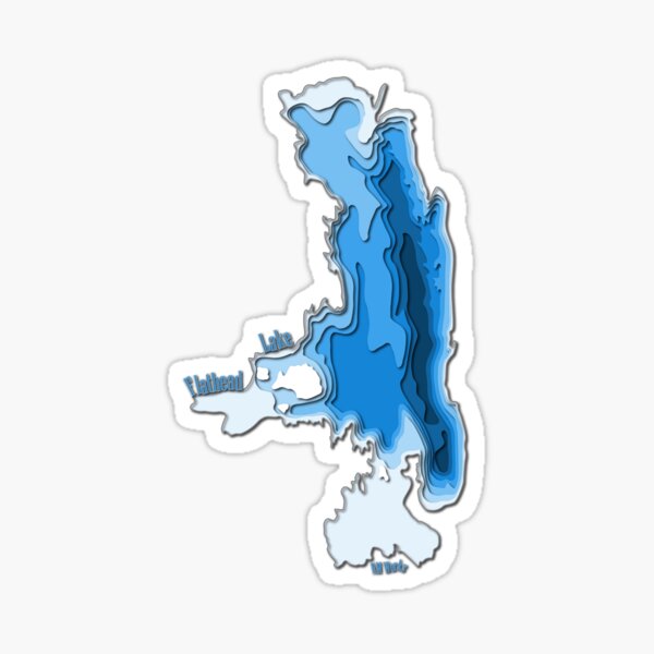 Flathead Lake Topographic Map Flathead Lake Depth Map" Sticker By Nmworks | Redbubble