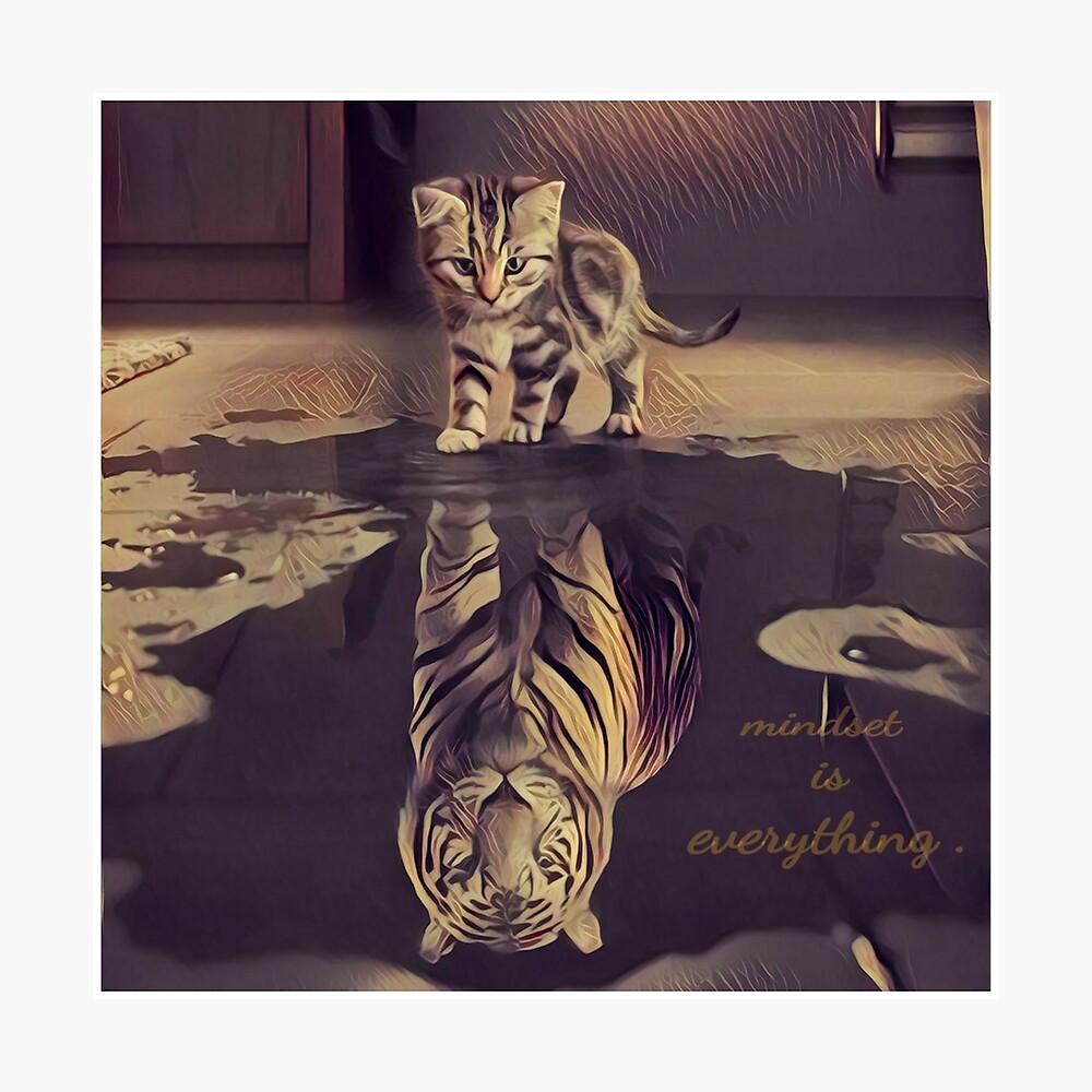 Poster Chat Refletant L Art Du Tigre Par Dariusky Redbubble