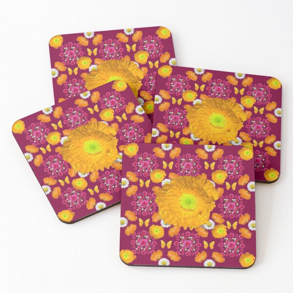 Item preview, ORANGE POPPIES, BUTTERFLIES, WHITE DAISY FLOWERS PATTERNS designed and sold by sharlesart.