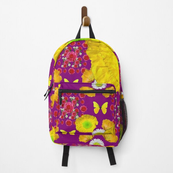 Item preview, YELLOW POPPIES, BUTTERFLIES, ORANGE POPPIES  PURPLE PATTERN ART  designed and sold by sharlesart.