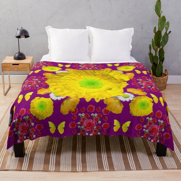 Item preview, YELLOW POPPIES, BUTTERFLIES, ORANGE POPPIES  PURPLE PATTERN ART  designed and sold by sharlesart.