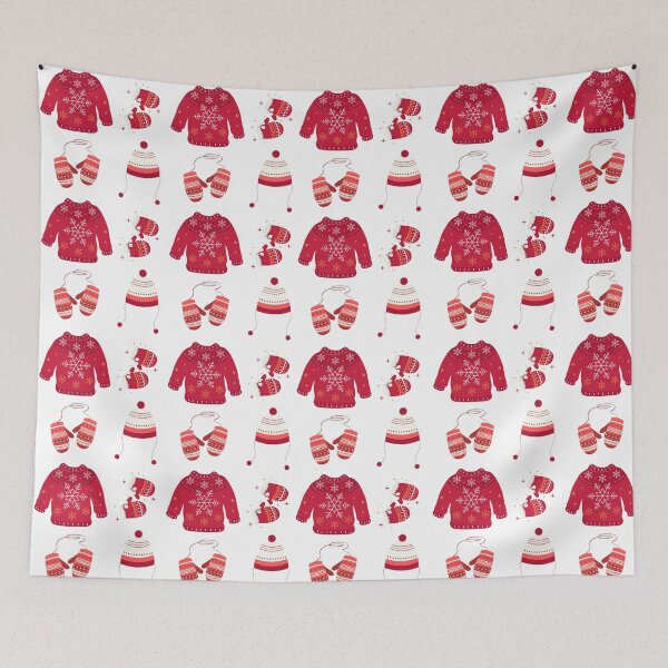 Item preview, Red Winter Sweater, Hats and Mittens Pattern Sweater Weather designed and sold by Orchyd.