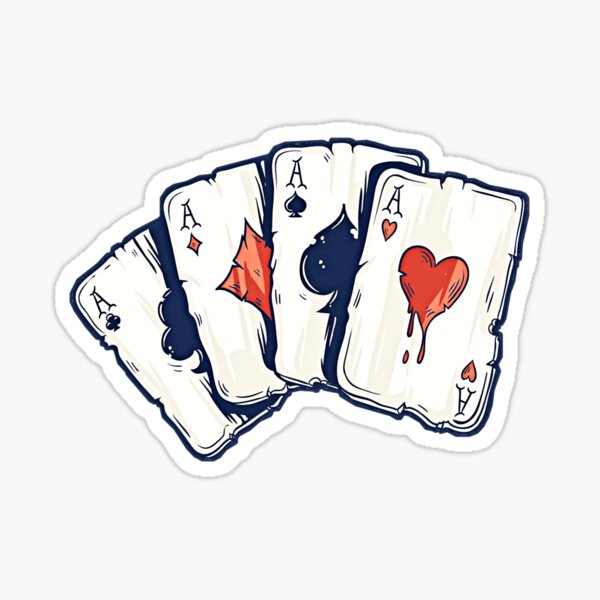 Vintage quad ace Poker cards Sticker