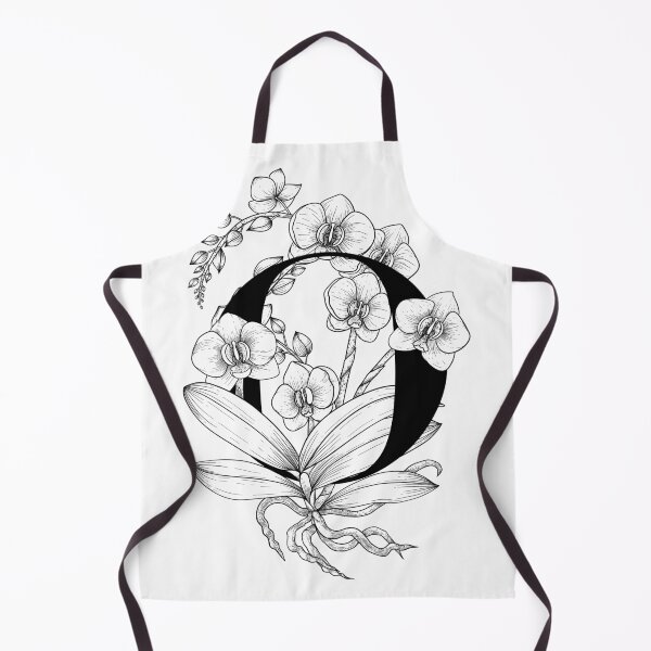 Item preview, Monogram Letter O with Orquids Line Art designed and sold by GraphicsbyNel.