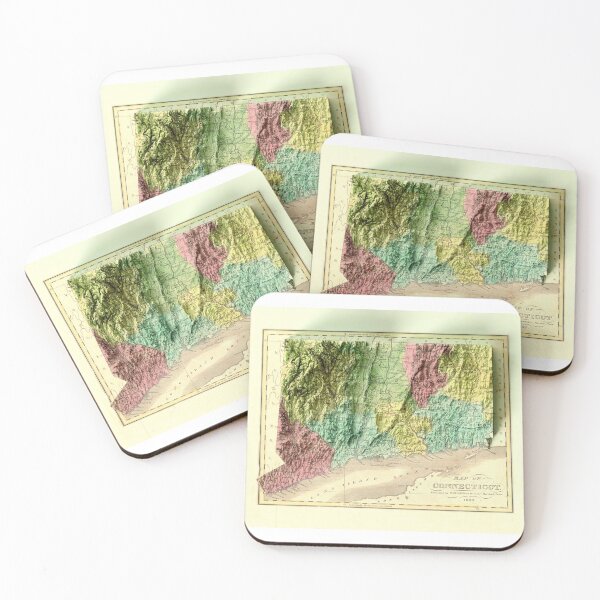 Item preview, 1835 Connecticut Relief Map digitally-rendered designed and sold by ThinkAboutMaps.
