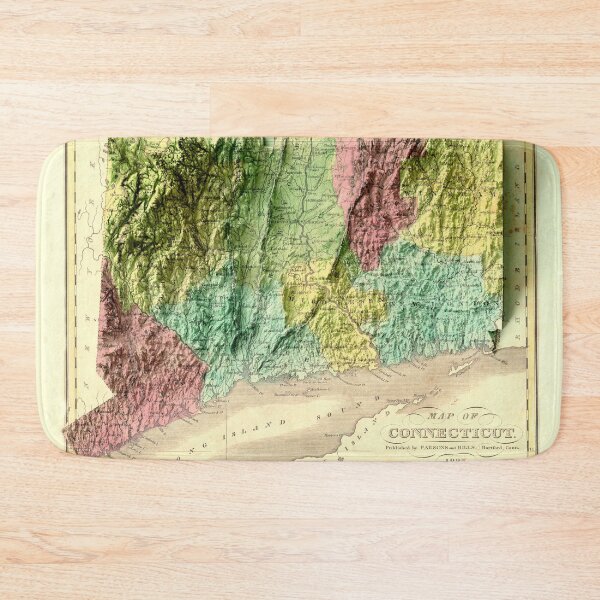 Item preview, 1835 Connecticut Relief Map digitally-rendered designed and sold by ThinkAboutMaps.