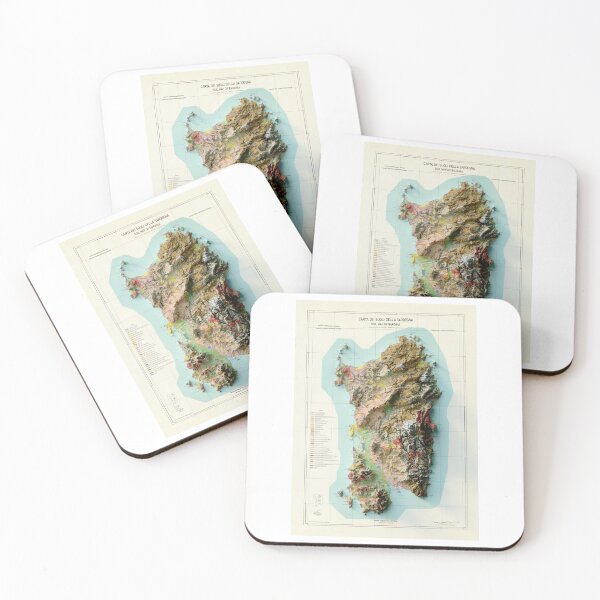 Item preview, 1966 Sardinia Relief Map 3D digitally-rendered designed and sold by ThinkAboutMaps.