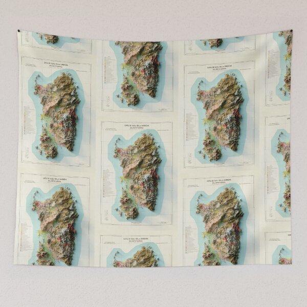 Item preview, 1966 Sardinia Relief Map 3D digitally-rendered designed and sold by ThinkAboutMaps.