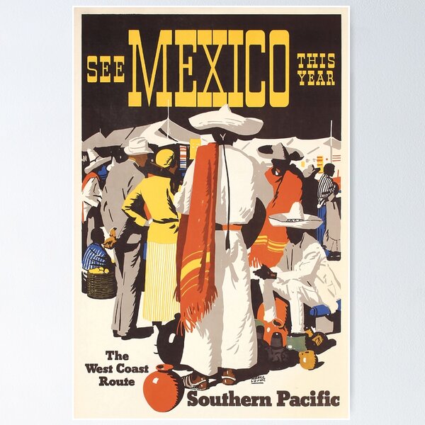 Aperçu de l'œuvre See Mexico this year poster retro créée et vendue par CorasPosters.