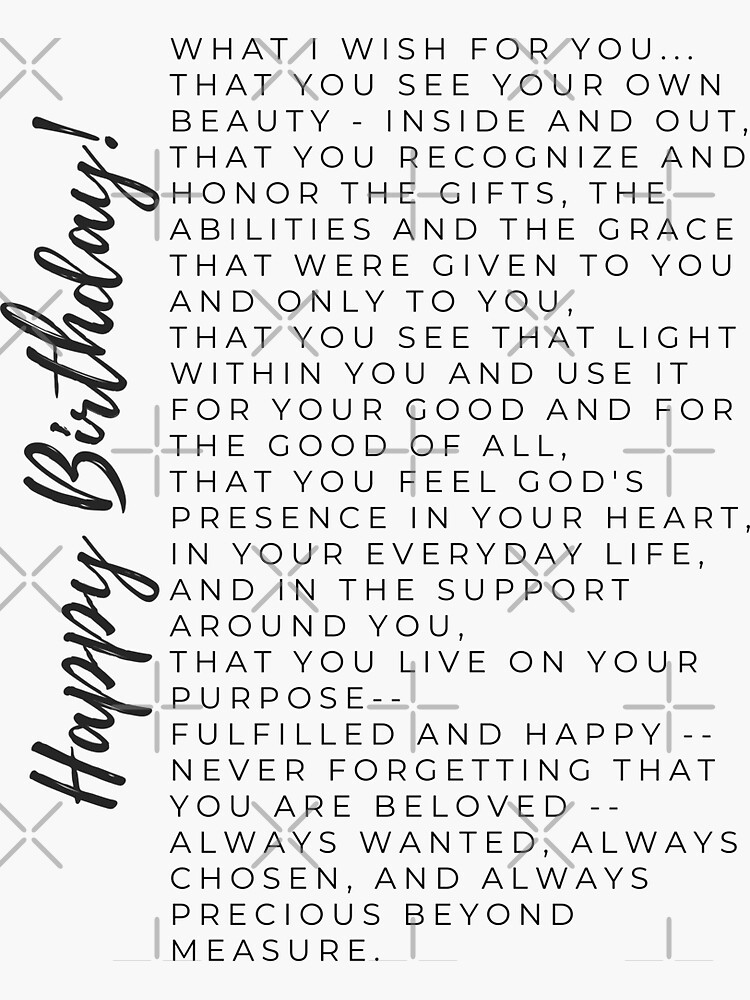 happy-birthday-greeting-card-and-print-what-i-wish-for-you-by-christie-olstad-sticker-for-sale-by-theartofhappy-redbubble for Free Printable Black And White Happy Birthday Cards Happy Birthday Greeting Card and Print - What I Wish for you by Christie Olstad