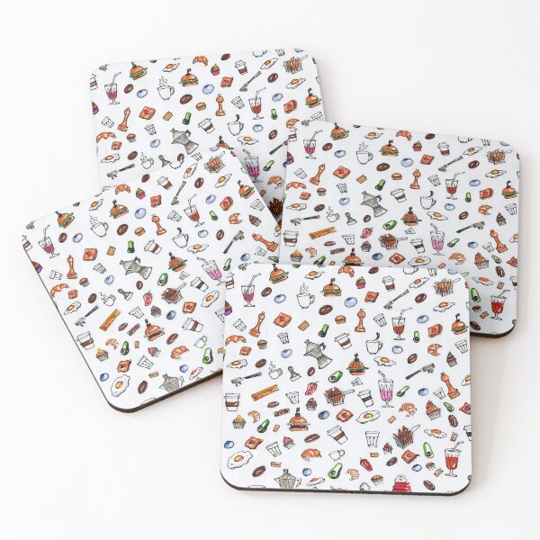 Item preview, The Cafe print, coffee, avocado, Danish pastries, blueberry, muffin, croissant designed and sold by SoumyaShetty.