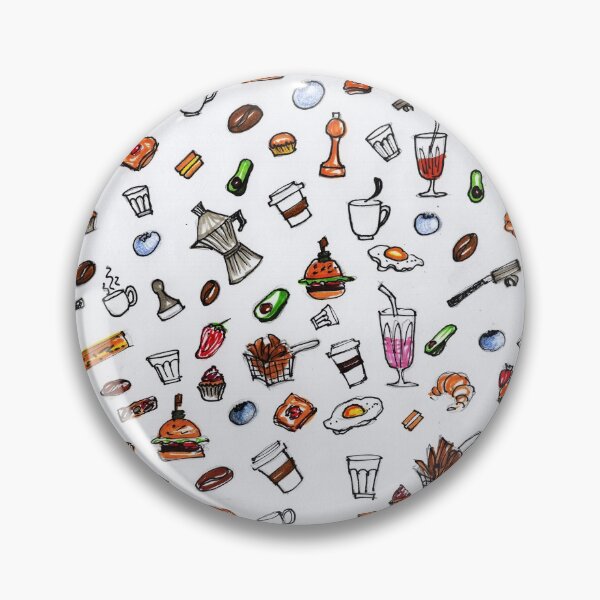 Item preview, The Cafe print, coffee, avocado, Danish pastries, blueberry, muffin, croissant designed and sold by SoumyaShetty.