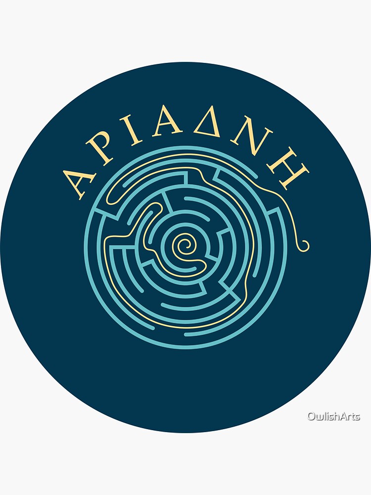 Thumbnail 3 of 3, Sticker, Ariadne Labyrinth Greek Goddess Design designed and sold by OwlishArts.