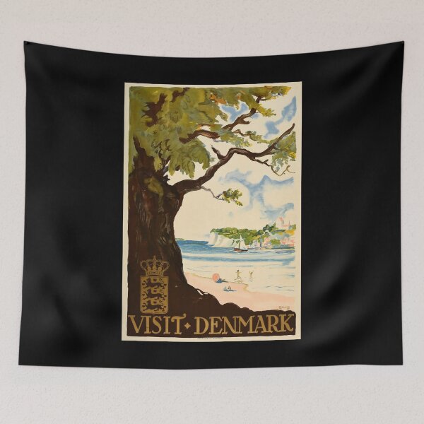 Aperçu de l'œuvre Visit Denmark poster retro créée et vendue par CorasPosters.
