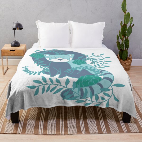 Item preview, Red Panda and Flowers (white/ice blue) designed and sold by ninebats.