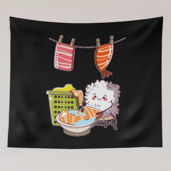 Item preview, Funny Kawaii Sushi Washing Day designed and sold by Basti09.