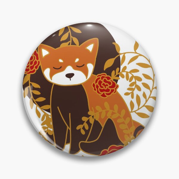 Artikelvorschau, Roter Panda und Blumen (weiß / rot) entworfen und verkauft von ninebats.