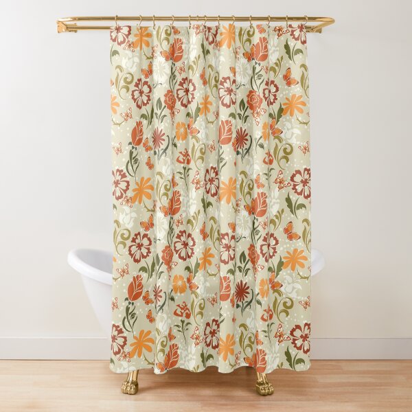 Floral background with butterflies Shower Curtain