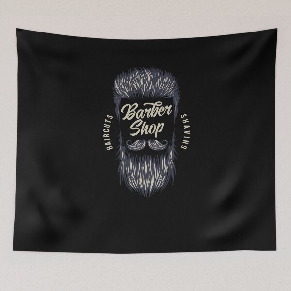 Item preview, Haircuts And Shaving Barber Shop Logo Hair Beard designed and sold by Two Left Hands Design.