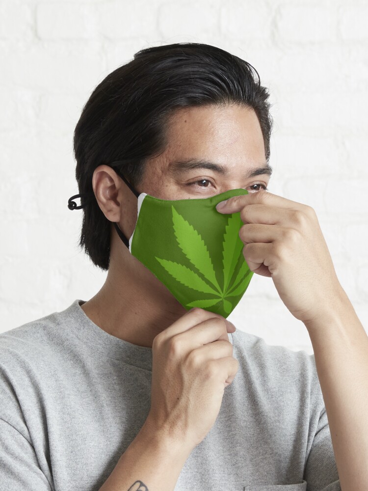 Alternate view of cannabis leaf logo Mask