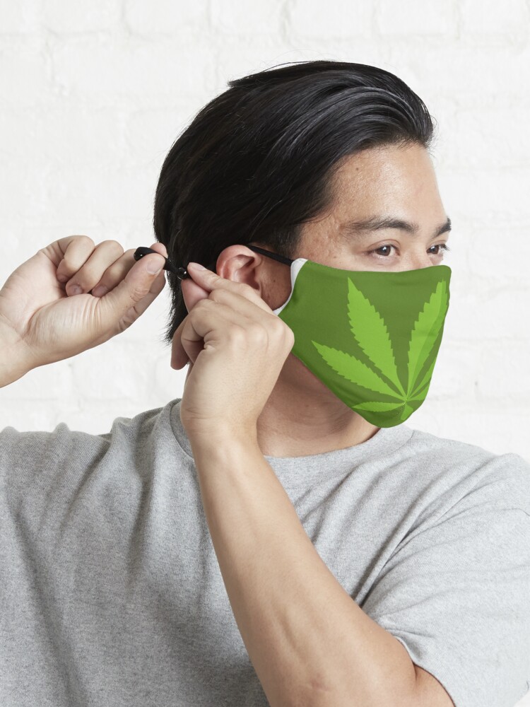 Alternate view of cannabis leaf logo Mask