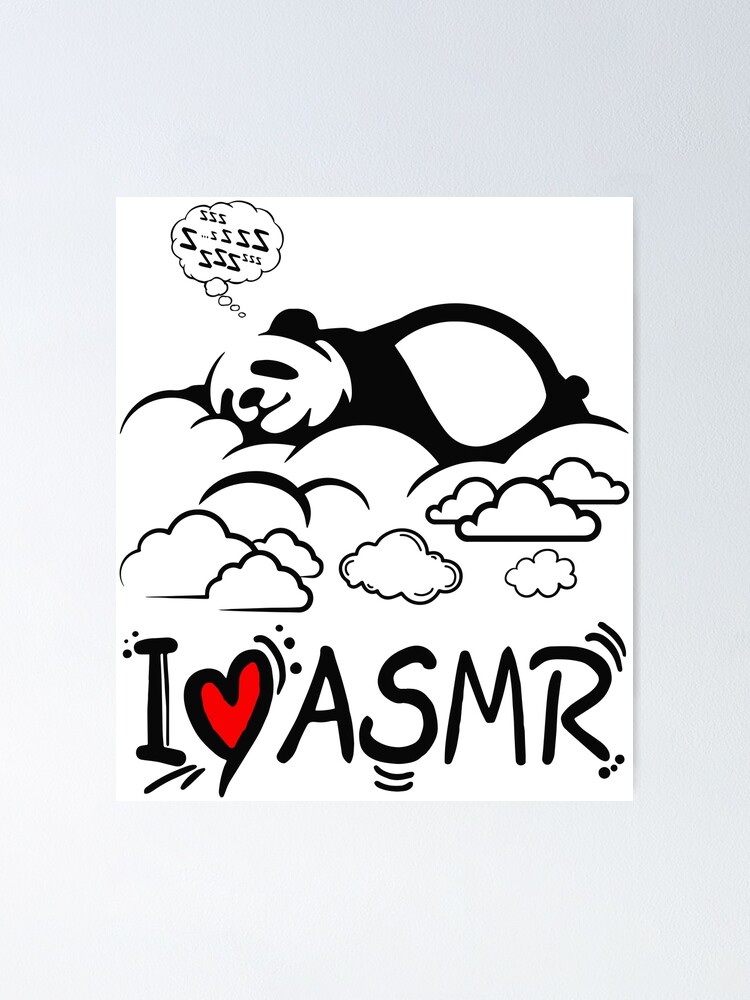 Asmr panda dormant dans les nuages j aime le coeur asmr Poster