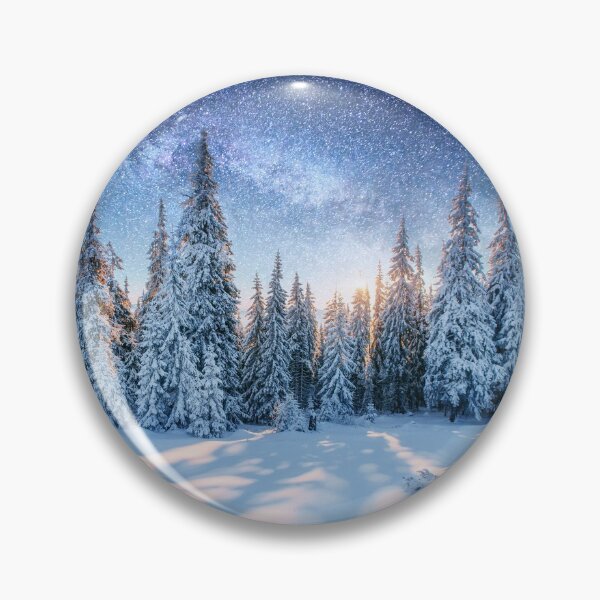 Item preview, Pine trees in the snow stars in sky designed and sold by ChestnutAlley.