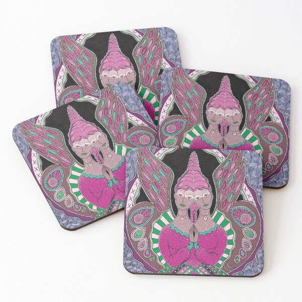 Item preview, There Were Never Such A Pair Of Sisters - Pink and Violet colour-way for cushions. designed and sold by Joanna Swan.