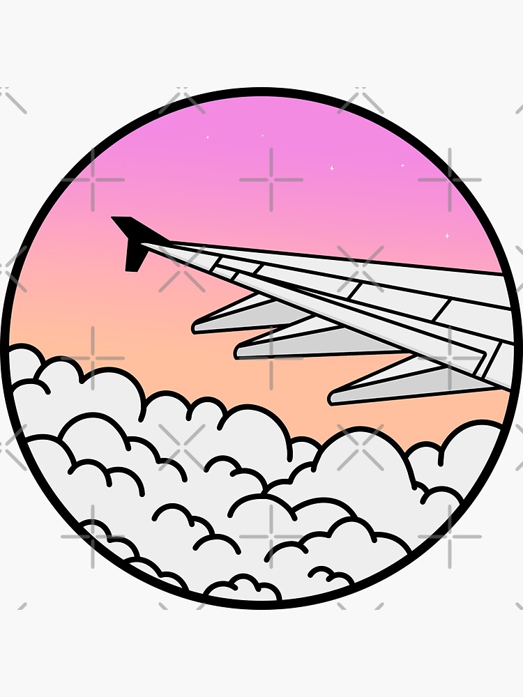 Thumbnail 3 of 3, Sticker, Cute Aesthetic Plane Window with Violet Gradient designed and sold by Butterfly-Dream.