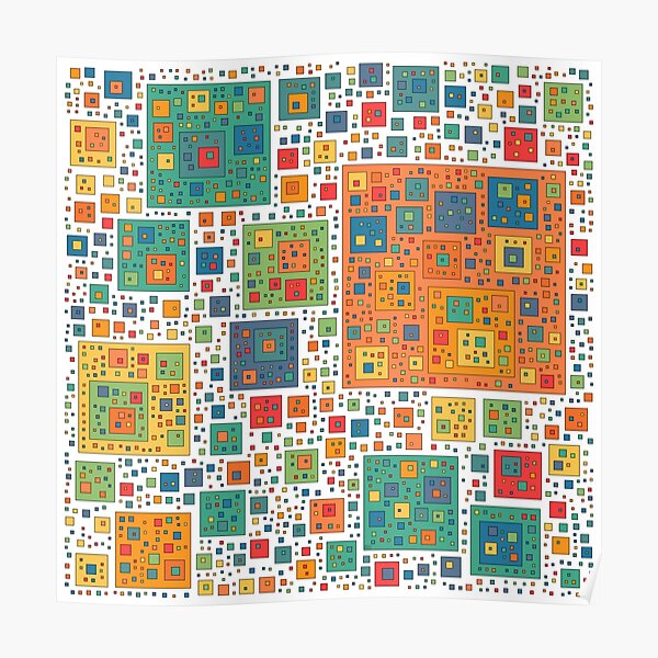 2000 Packed Squares - White Poster