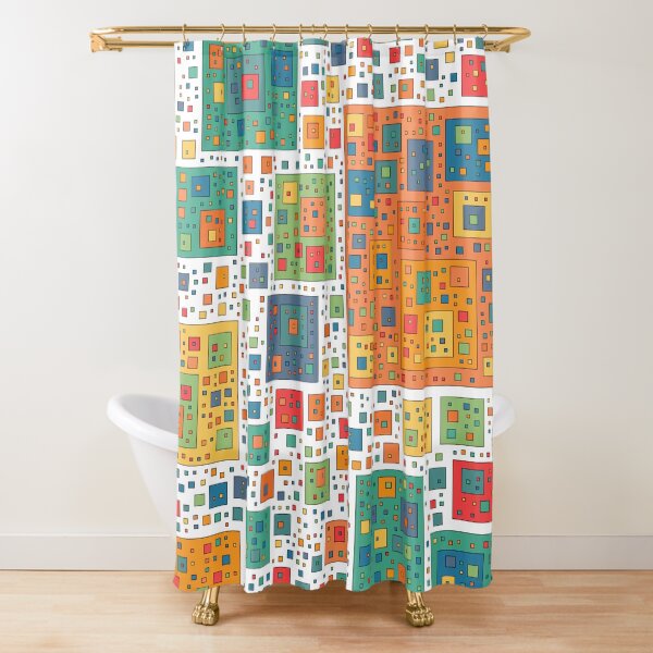 2000 Packed Squares - White Shower Curtain