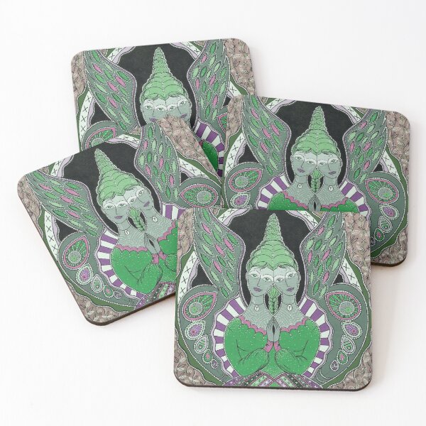 Item preview, There Were Never Such A Pair Of Sisters - Green and fawn colour-way for cushions and smaller items designed and sold by Joanna Swan.