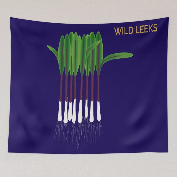 Item preview, Wild Leeks on indigo designed and sold by YouAreHereArt.