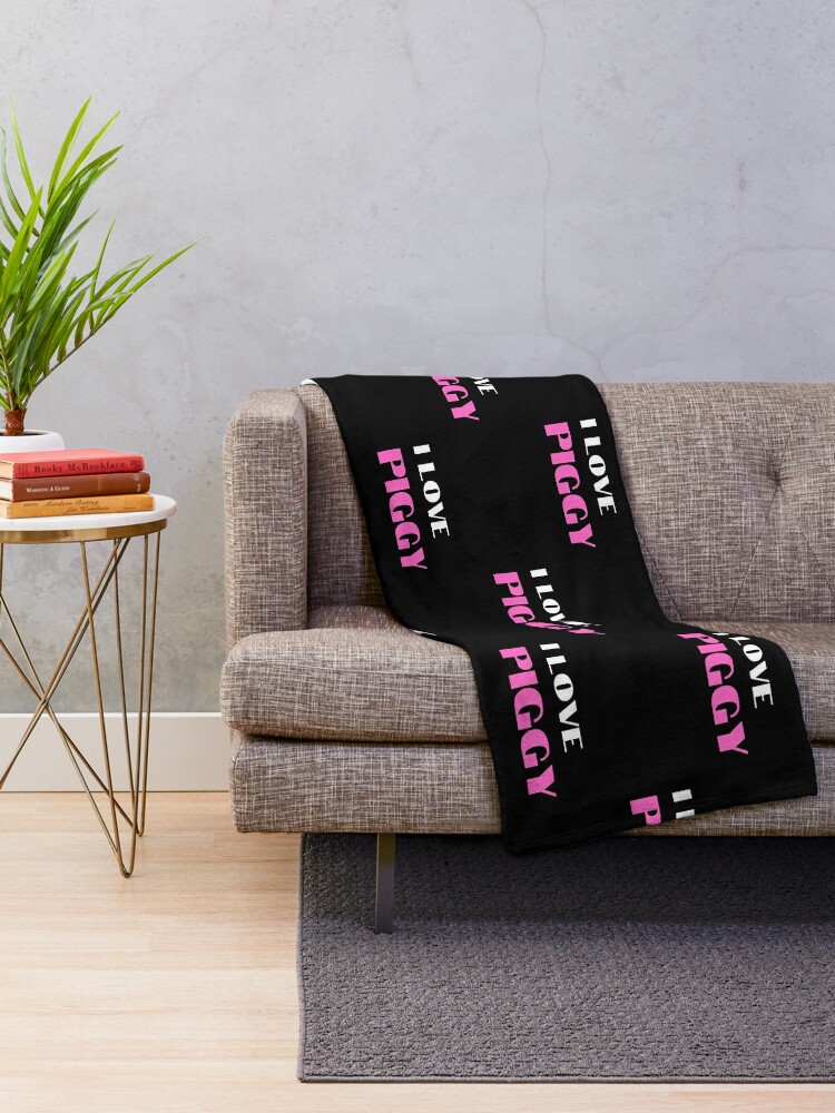 Piggy Roblox I Love Piggy Design Throw Blanket By Beluved Redbubble - ilove roblox