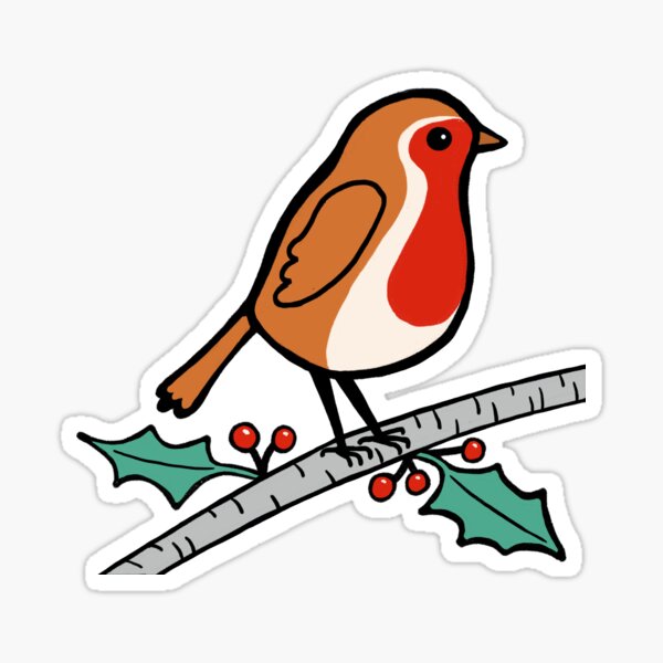 Red robin, holly and berries Sticker