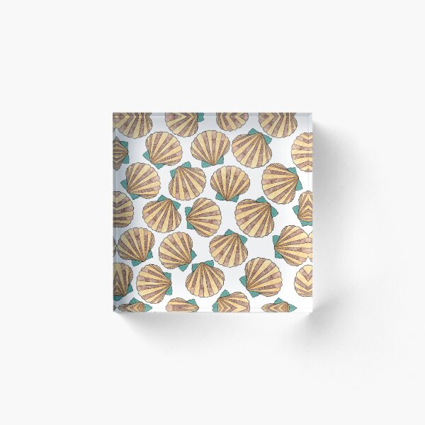 Ocean and Sea shells scallops Acrylic Block