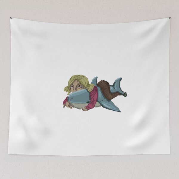 Item preview, Girl with a shark plushie pixel art designed and sold by evanecomely.