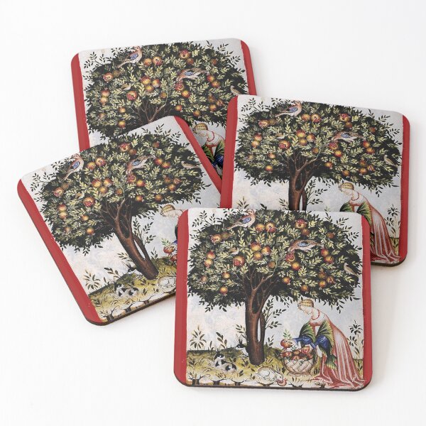 Item preview, POMEGRANATE TREE HARVEST, BIRDS AND HARES Medieval Miniature designed and sold by BulganLumini.