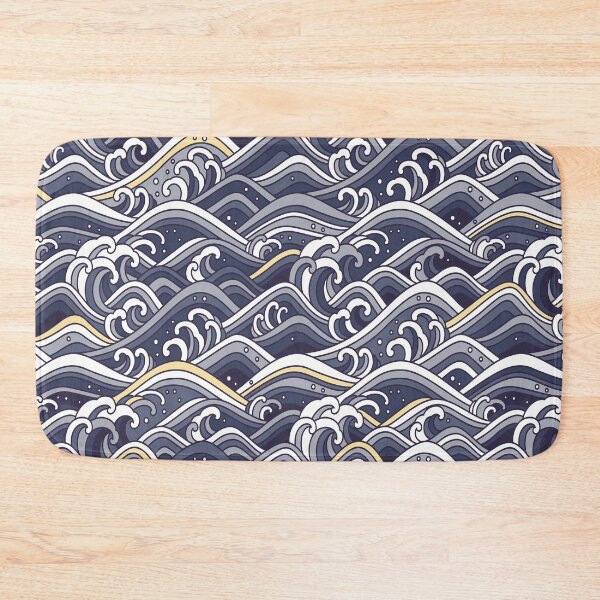 Item preview, Japanese Waves Blue, Gold and Grey designed and sold by Jenie Yolland.