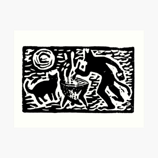 Teufel mit Katze Kunstdruck