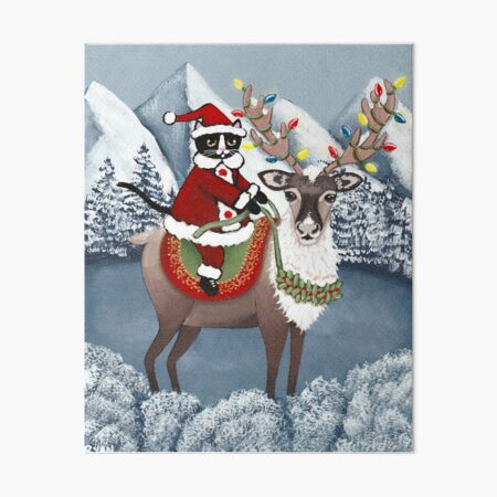 Item preview, Santa Cat and His Reindeer designed and sold by KilkennyCat Art.